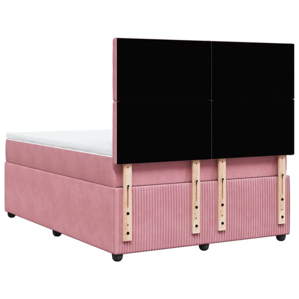 Ramsäng med madrass rosa 140x190 cm sammet