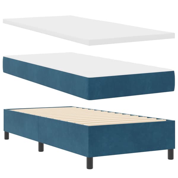 Bäddfjäder med madrass Mörkblå 100 x 200 cm Sammet