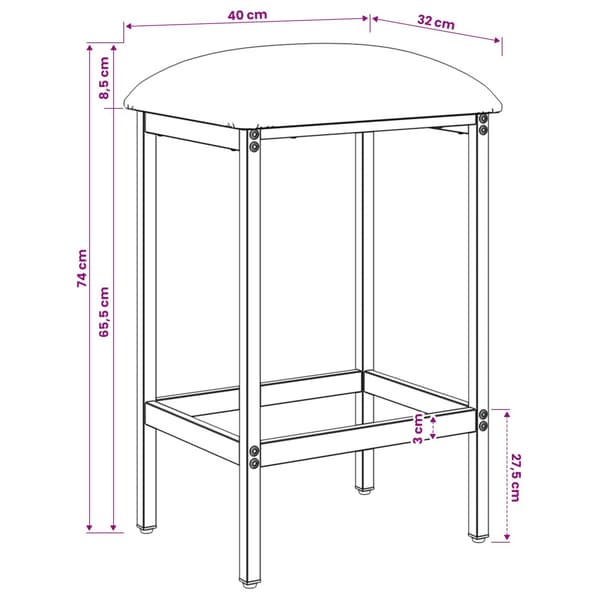 Barpall 2 st Mörkgrå 40 x 32 x 74 cm Konstruerat trä