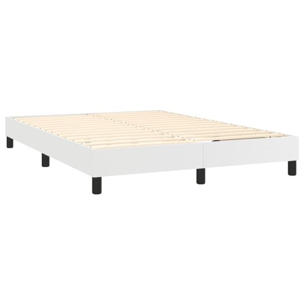 Ramsäng med madrass vit 140x190 cm konstläder