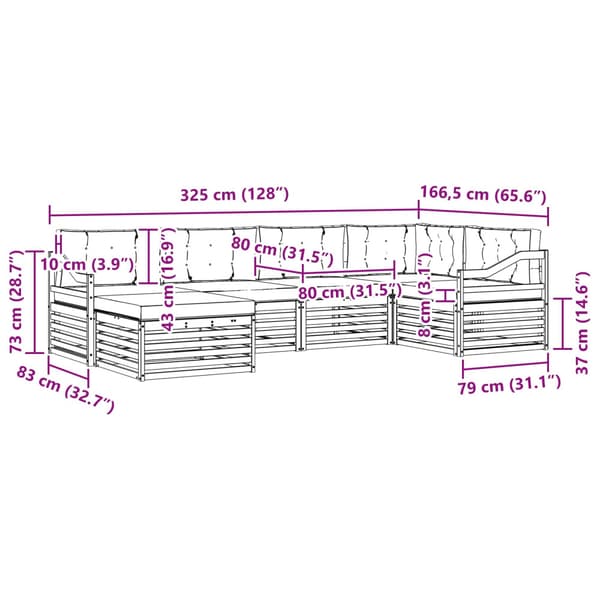 Utomhussoffset med kudde 6 pcs Vit och antracit Polyester