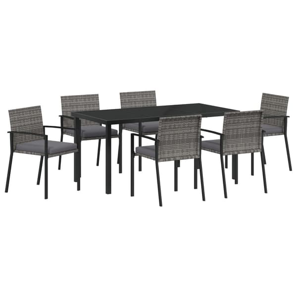 Trädgårdsmöbelset 7 pcs Grå Pulverlackerat stål