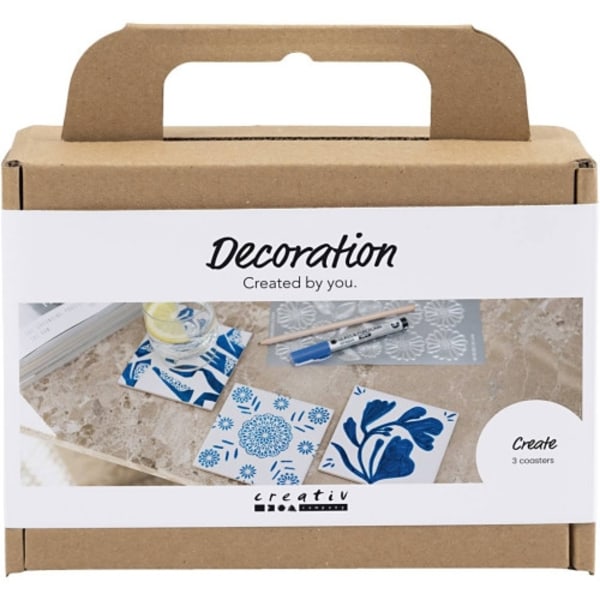 Creativ - Mini Craft Kit Drawing, Porcelain coasters, blue, 1 pack - ()