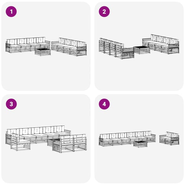 Utomhussoffset med kudde 9 pcs Naturlig och Grädde