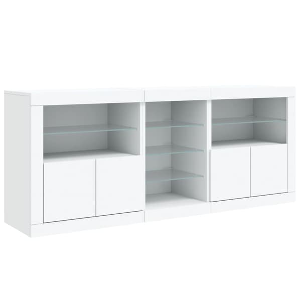 Skänk med LED-belysning vit 162x37x67 cm