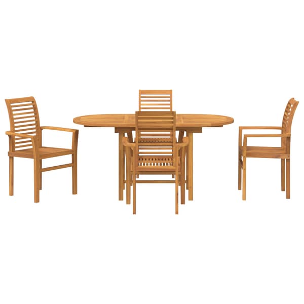 Trädgårdsmöbelset 5 pcs Brun Massivt teakträ