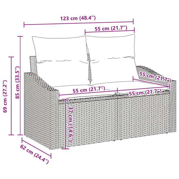 Soffset med kudde med kudde 5 pcs Ljusgrå konstrotting
