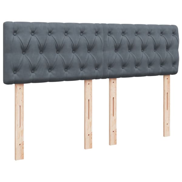 Ramsäng med madrass mörkgrå 160x200 cm sammet