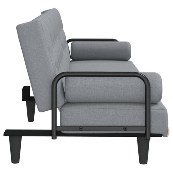 Bäddsoffa med armstöd ljusgrå tyg