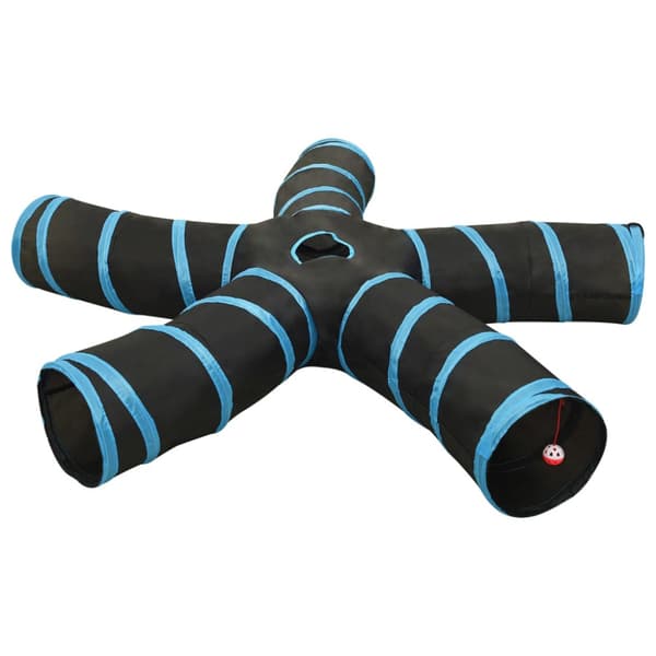 5-vägs kattunnel svart och blå 25 cm polyester