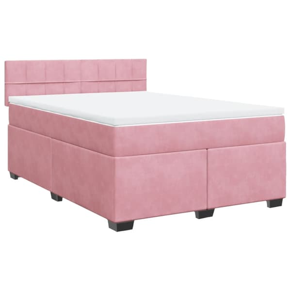 Ramsäng med madrass rosa 140x200 cm sammet