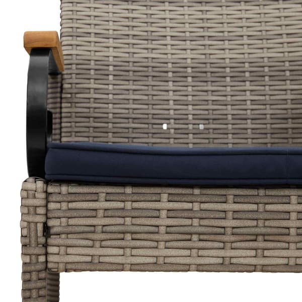 Trädgårdsstolar 2 pcs Grå och Marinblå Poly Rattan och Akacia