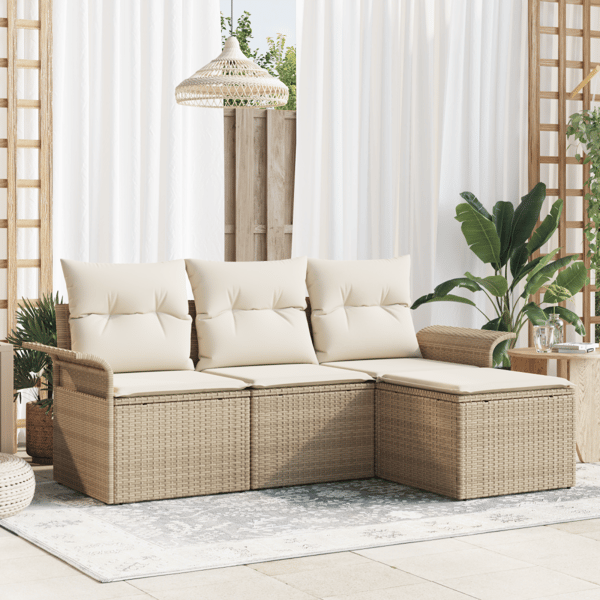 Trädgårdsoffset 4 st Beige konstrotting