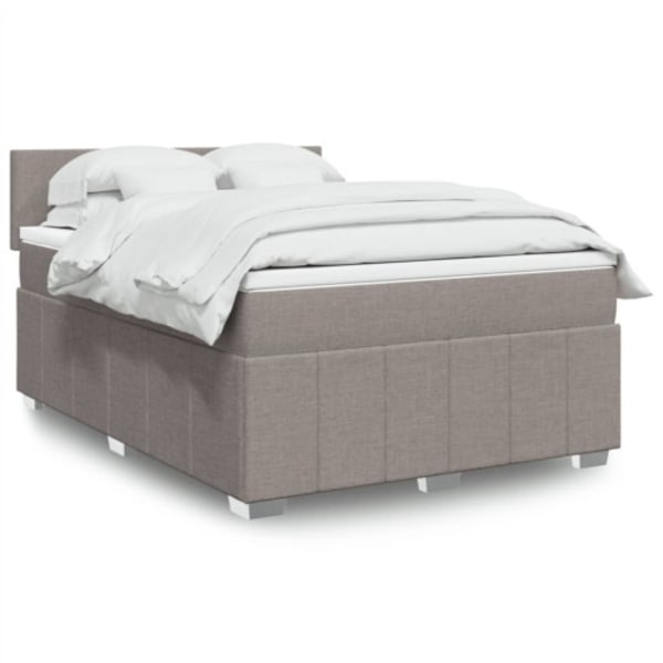 Ramsäng med madrass taupe 140x190 cm tyg