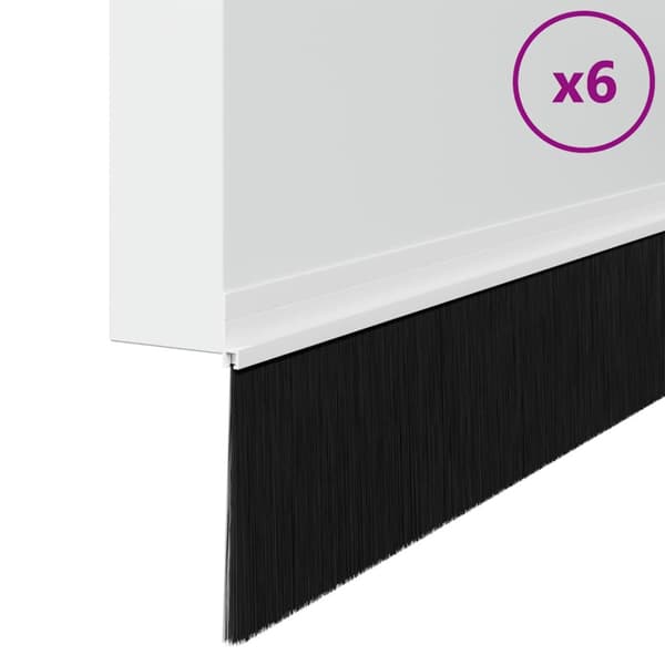 Självhäftande dörrborstlist 6 pcs Vit 100 cm Aluminiumlegering