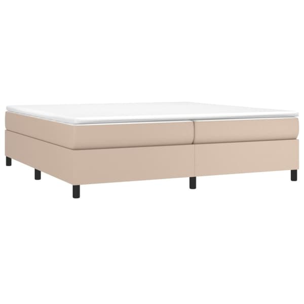 Ramsäng med bäddmadrass cappuccino 200x200 cm konstläder