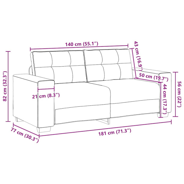 Tvåsitssoffa gul 180x77x82 cm sammet