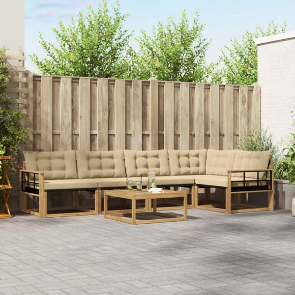 Utomhussoffset 6 pcs Vit och Beige 79 x 79 x 37 cm