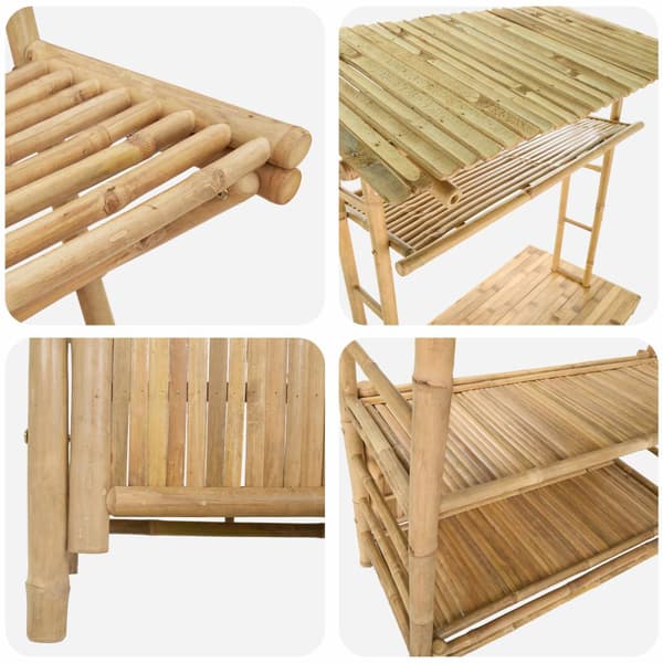 Utebarbord och stolar 3 st Naturlig Bambu