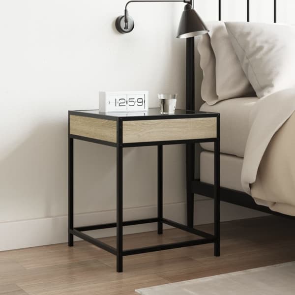 Sängbord med Infinity LEDs sonoma-ek 40x40x51 cm