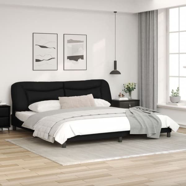 Bed Frame with LED without Mattress "Hvar" Black 200x200 cm