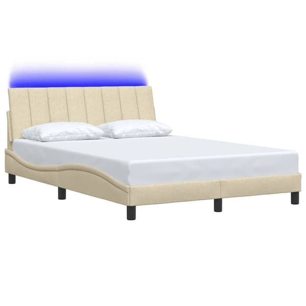Bed Frame without Mattress "Hanko" Cream 140x200cm Fabric