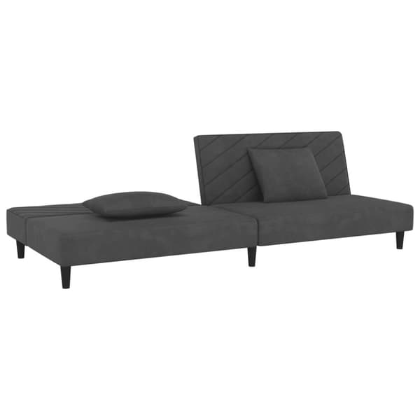 Bäddsoffa 2-sits med två kuddar mörkgrå sammet