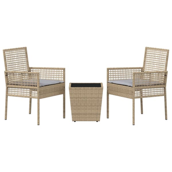 Trädgårds Bistro Set 3 pcs Beige konstrotting