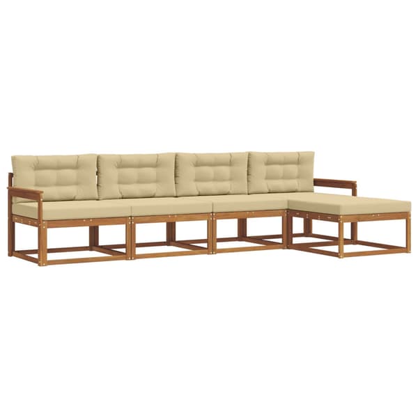Utomhussoffset med kudde 5 pcs Naturlig och Beige