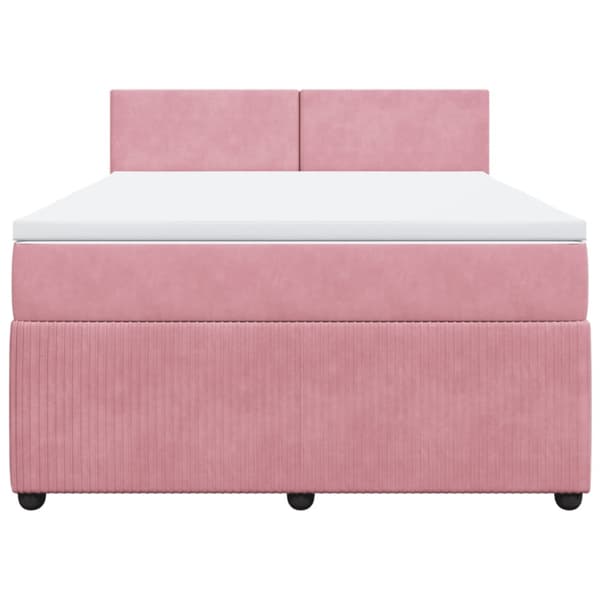 Ramsäng med madrass rosa 140x190 cm sammet