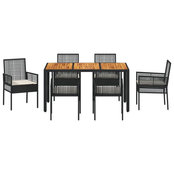 Trädgårdsmöbelset 7 pcs Svart konstrotting
