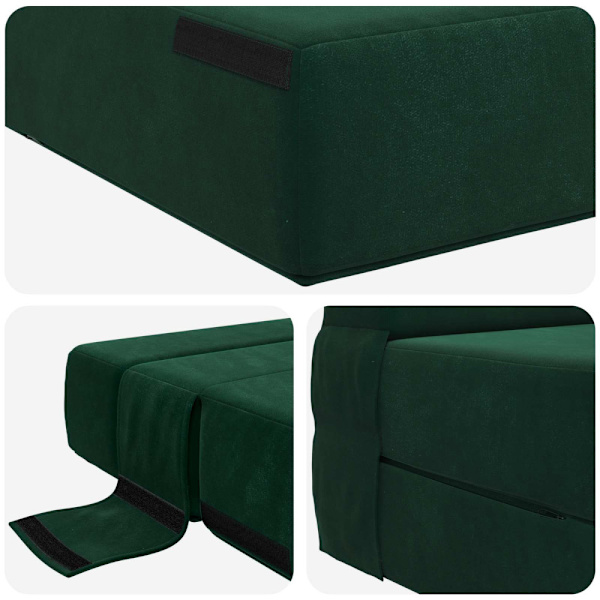 Fällsoffa säng Mörkgrön 190 x 100 x 15 cm Sammet