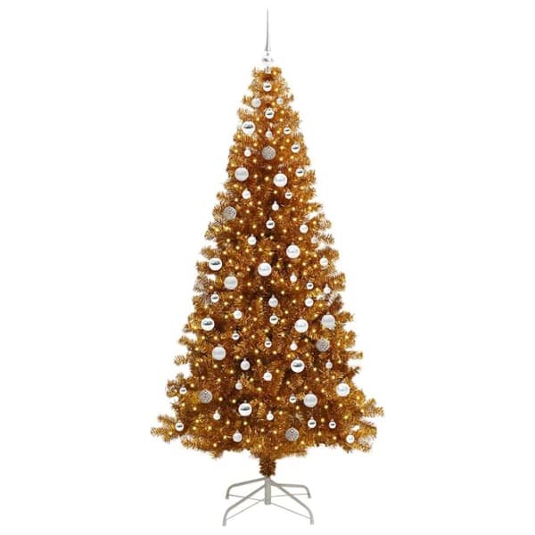 Julgran med LED-belysning Guld 210 cm PET och stål