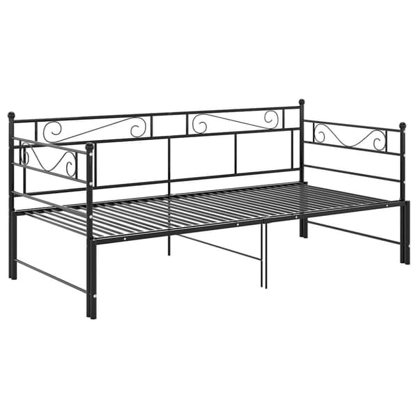Utdragbar sängram bäddsoffa svart metall 90x200 cm