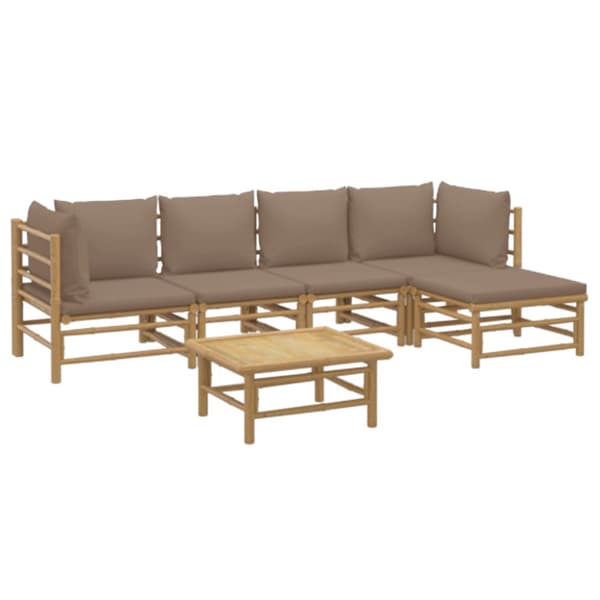 Loungegrupp 6 delar taupe dynor bambu
