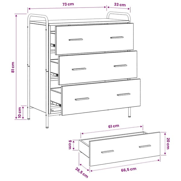 Sideboard Svart ek 97 x 33 x 81 cm Konstruerat trä