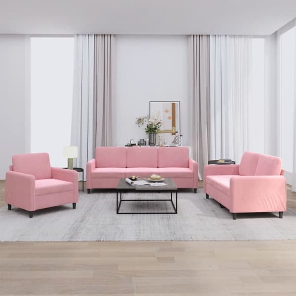Soffgrupp 3 delar rosa sammet