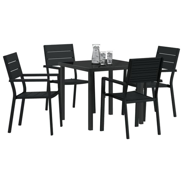 Trädgårdsmöbelset 5 pcs Svart Pulverlackerat stål