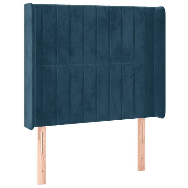 Sänggavel LED mörkblå 103x16x118/128 cm sammet