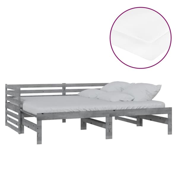 Dagbädd utdragbar 2x(90x200) cm grå massiv furu
