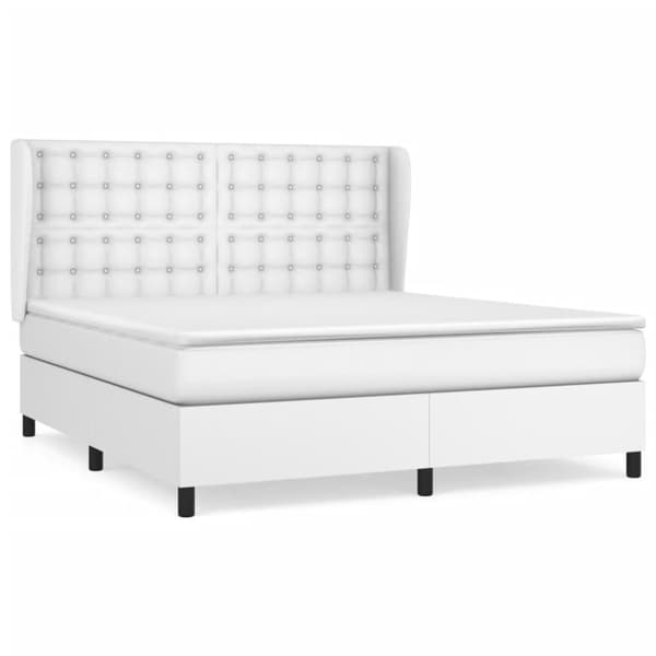 Ramsäng med madrass vit 180x200 cm konstläder