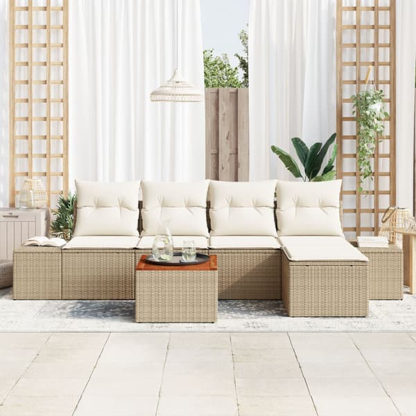 Trädgårdsoffset 6 pcs Beige och gräddfärgad konstrotting