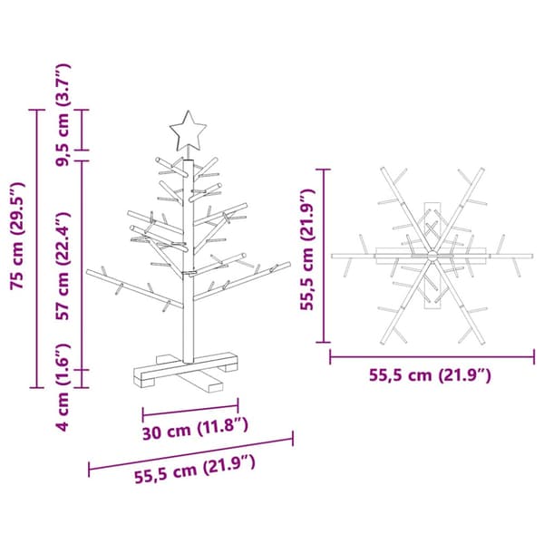 Träjulgran med stativ Brun 75 cm Massivt furuträ