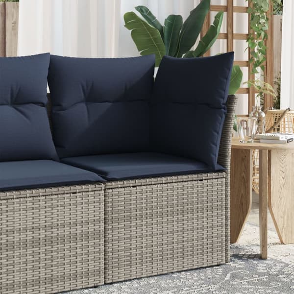Trädgårdsoffa med kudde Grå 62 x 62 x 69 cm Poly rattan
