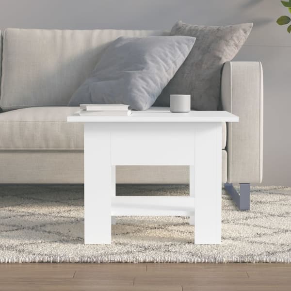 Soffbord vit 55x55x42 cm konstruerat trä