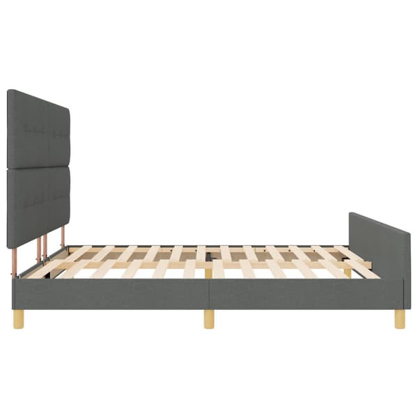 Sängram med huvudgavel Mörkgrå 200 x 200 cm tyg