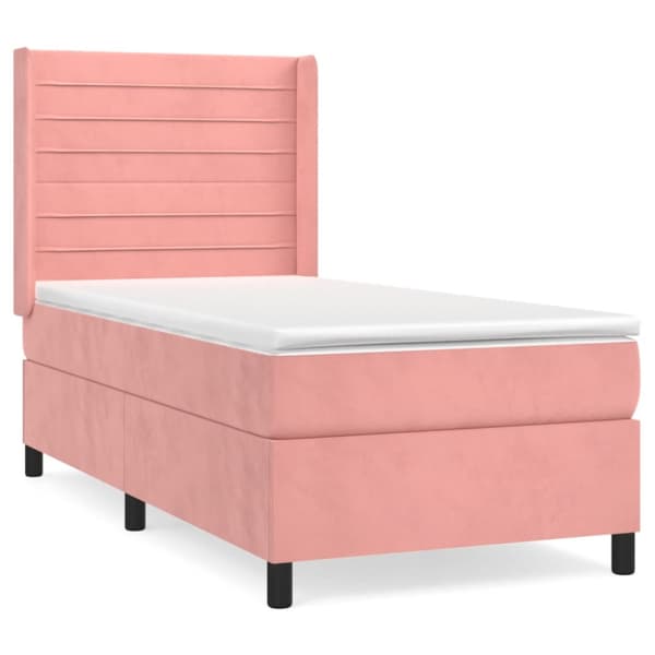 Ramsäng med madrass rosa 100x200 cm sammet