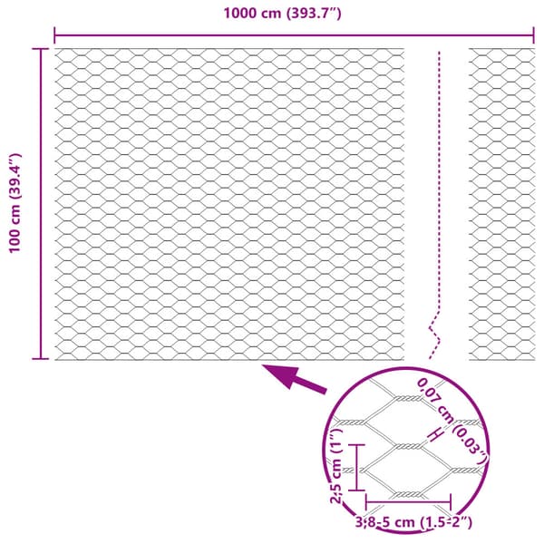 Hexagonstängsel Grå 1 x 10 m PVC