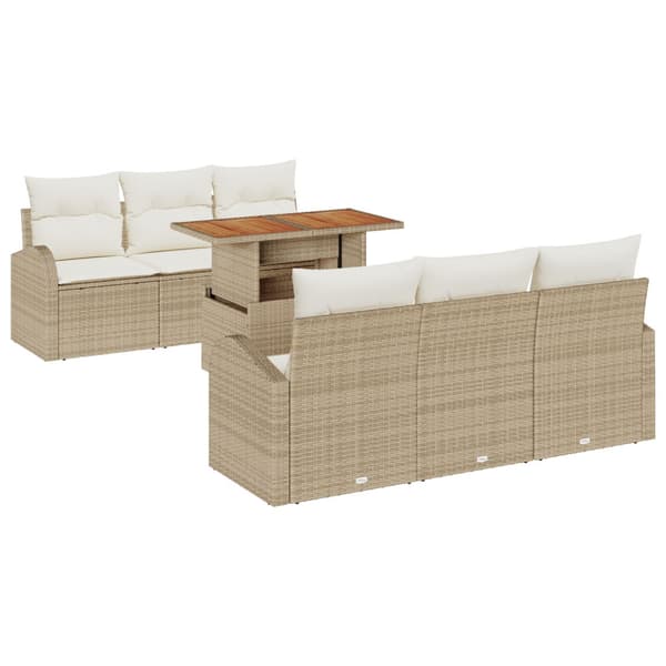 Trädgårdsoffset 7 st beige och gräddvit