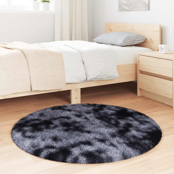 Ryamatta med lång lugg NAVARRA mörkgrå 100x100 cm polyester